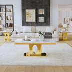 Luxury Square End Table, 23" White Faux Marble Top and Gold Mirror Stainless Steel Base, Modern Side Table for Living Room, Bedroom or Office