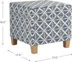 HomePop 18" Classic Square Storage Ottoman - Blue Geometric Pattern