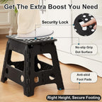VECELO Folding Step Stool 13 Inch, Non-Slip Surface Portabl Foldable 1 Step Stool with Carry Handle, Heavy Duty to Support Kids/Toddler/Adults for Living Room Kitchen, Bathroom, Set of 2, Black