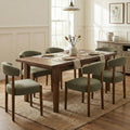VKNOW Wooden Dining Chairs Set of 6 with Walnut Wood Legs and Curved Back | Mid Century Modern Upholstered Dining Room Chairs with Faux Mohair Fabric, Kitchen Chairs for Farmhouse, Dining Room, Green