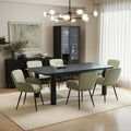 VKNOW Modern Faux Leather Dining Chairs Set of 6 with Armrest, Green | Armed Dining Room Chairs with Metal Legs, Kitchen Chairs for Restaurant Kitchen Living Room