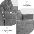 Elegant Oversized Accent Chair for Living Room, 42.1", Chenille, Gray | Modern Upholstered Piping Single Reading Armchair with Cushion Backrest and 2 Pillows for Bedroom, Office, Reception Area