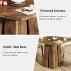 LITTLE TREE Wooden Square Dining Table 4 Sets, 31.5" Farmhouse Kitchen Table with Heavy-Duty Pedestal Base, Dinner Furniture for Dining Room, Living Room, Kitchen (1, Rustic Brown)