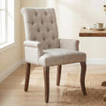 Upholstered Dining Chairs with Arms, Greyish Beige, 1 Pack | Tufted Chenille Kitchen Chairs with Arms, Modern Farmhouse Armchair with Nailhead Trim for Dining Room, Home Office