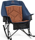 400lbs Rocking Camping Chair, Oversized Heavy Duty XL Folding Rocker for Adults, Padded High Back Big & Tall Support, with Cup Holders & Carry Bag for RV, Lawn, Patio & Sports