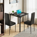 Gizoon Kitchen Table for 2, Table and Chairs Set of 2, 3 Piece Dinner Table Set with 2 Upholstered PU Leather Chairs for Dining Room, Living Room, Apartment, Small Space, Black