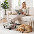 Joveco Small Foot Rest Stool Ottoman, 15" Fabric Square Footstool Upholstered Footrest for Chair, Under Desk, Office, Living Room, Boho Floral