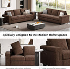 COPIAE 3 Seater Sofa Couch with Deep Seat, 90" Modern Upholstered Sofa with Armrests, Easy Installation, Comfy Couches for Living Room, Apartment,Dark Brown
