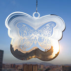 Wind Spinners Outdoor, 3D Butterfly Hanging Wind Spinners, 12 inches, Kinetic, Stainless-Steel Metal, Smooth Spinning, Indoor and Outdoor Decoration for Garden, Patio, Yard, Gift for Women Mom Wife