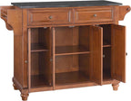 Crosley Furniture Cambridge Granite Top Rolling Kitchen Island Storage Cart, Microwave Stand, Spice Rack, Cherry