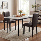 GOFLAME Upholstered Dining Chairs Set of 2, Faux Leather Parsons Chairs with Rubber Wood Legs, Padded Seat and Nailhead Trim, Modern Kitchen Chairs for Living Room, Dining Room, Restaurant, Brown