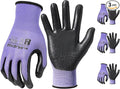 MANUSAGE Safety Work Gloves - Protective Glove for Men & Women - Ultrathin Hand Protection - For Construction, Gardening, Landscaping - Purple - Size XL - 3 Pairs