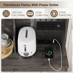 Kitchen Pantry Storage Cabinet, Modern Pantry with Power Outlet, Food Pantry Cabinet with Wine Glass Holder, Kitchen Hutch Cabinet with Microwave Stand, Kitchen Cabinet with Shelves for Dinning Room