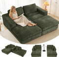 80.7" Oversized Double Chaise Lounge Chair Indoor, Cloud Sleeper Sofa Bed with 4 Pillows, Extra Deep Seat Cozy Loveseat Couch for Living Room Bedroom, No Assembly Required (Green)