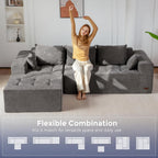 MAXYOYO Modular Sectional Sofa Couch, L Shaped Cloud Couch with Flexible Ottoman, Chenille Upholstered Living Room Sofa Chair for Living Room, No Assembly Required, Light Grey