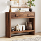 ONBRILL 40 Inch Narrow Console Table with Drawers and Open Shelves
