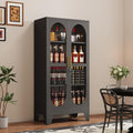 GAIOUS 61" Tall Metal Curio Cabinet, Display Cabinet with Glass Door, 4 Tier Liquor Cabinet with 3 Adjustable Shelves, Locking Glass Display Case for Collectibles, Showcase Storage Cabinets, Black