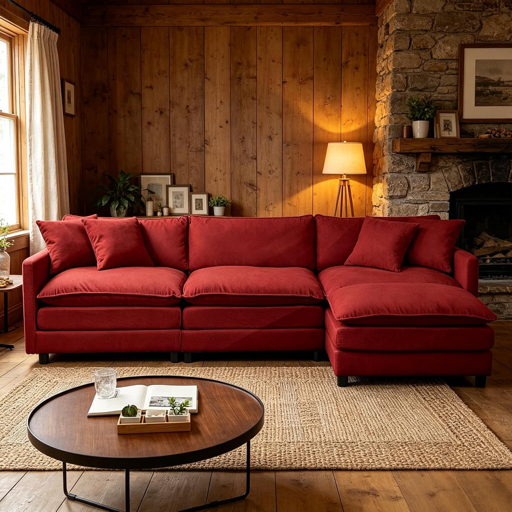 108.27" Modular Sectional Sofa, 4 Seat L Shaped Couch with Chaise | Deep Seat Cloud Couch With Soft Chenille Fabric, Reversible Chaise Modular Design Spacious Comfort for Home, Apartment, Dorm