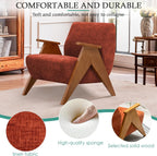 Home Accent Chair Mid Century Modern Accent Chair with Wood Frame, Lounge Upholstered Armchair, Reading Chair, Sturdy Base,For Living Room, Bedroom,Office,Comfy Guest Waiting Room Chairs,Orange