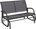 Outsunny 2-Person Outdoor Glider Bench with Steel Frame, Gray | Double Swing Rocking Chair, Loveseat, for Outside Patio, Backyard, Garden, Porch, Powder Coated