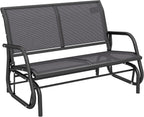 Outsunny 2-Person Outdoor Glider Bench with Steel Frame, Gray | Double Swing Rocking Chair, Loveseat, for Outside Patio, Backyard, Garden, Porch, Powder Coated