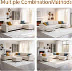 Oversized L Shaped Sectional Couch for Living Room, Extra Large Deep Seat Modular Sectional Sofa with Washable Covers, Modern Cloud Couch for Apartment, Bedroom (Beige, L Shape 4 Seat)