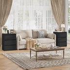 FOTOSOK Nightstands Set of 2, Black Nightstand with Charging Station