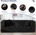 MAXYOYO Folding Sofa Bed, Convertible Loveseat Couch with Pillow | 3-Seat Foldable Floor Sofa Bed with Back Support, Tufted Floor Couch with Side Pocket & Armrests for Living Room, Apartment