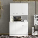 LUMISOL Kitchen Pantry Cabinet, Solid Wood Kitchen Hutch with Microwave Stand, 70.87” Tall Sideboard with 6 Doors, 1 Open Shelves and 1 Drawers for Living Room, Dining Room, White