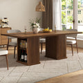 78.7" Long Rectangle Dining Table with Fluted Storage Legs for 6/8/10, Farmhouse Dinner Tables with Large Tabletop, Storage Shelves and Sliding Tambour Doors for Dining Room, Kitchen, Living Room