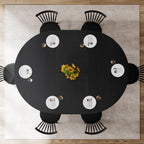 Feonase 43.3-59" Round Extendable Dining Room Table for 4-6, Modern Oval Kitchen Table with Heavy Duty Base, Dining Table for Kitchen Living Room, Easy Assembly, Noise-Free, Matte Black