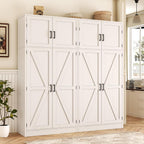 Unikito 71” Tall Kitchen Pantry Cabinet with Adjustable Shelves, 2 Pack | Large Farmhouse Storage Cabinets, Barn Doors, Sturdy and Deep, Versatile for Dinning Room, Living Room, Office, White