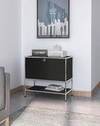 Metal Nightstand, Mid-Century Modern Bookshelf, Flap Door 27.5 | Sleek Modern Design,Space-Saving, Cube Storage Organizer, Bedside Table, Entryway Console for Home, Office, or Foyer