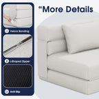 KINGYES 3-in-1 Foldable Chair Bed, Folding Sleeper Chair with Back Cushion, Convertible Sofa Bed for Adults, Cream Beige
