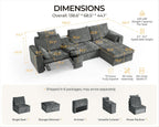 138.6'' Oversized Power Recliner Sofa with Headrest, Modular Cloud Sectional Couch with Convertible Table, Charging, Drawer, Cup Holder, 4-Seater with Storage Ottoman, Chenille, Grey