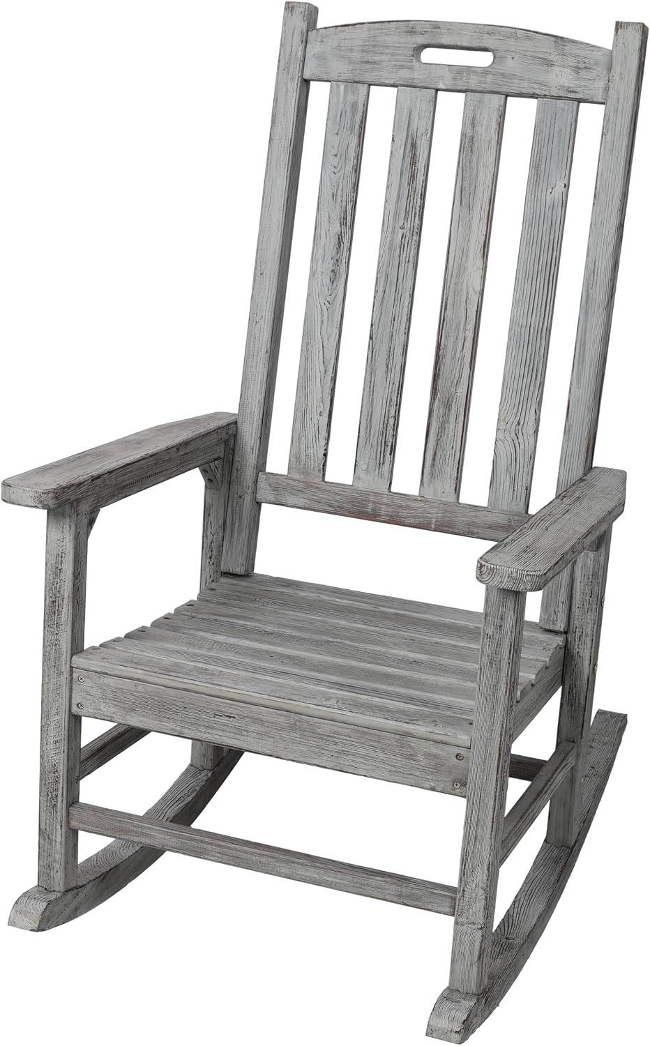 Oversized Wooden Porch Rocker Chair: Classic Fir Wood Design with 21-Inch Wide Seat & High Backrest - Smooth Rocking Motion for Indoor & Outdoor Use - Supports Up to 330 lbs