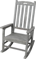 Oversized Wooden Porch Rocker Chair: Classic Fir Wood Design with 21-Inch Wide Seat & High Backrest - Smooth Rocking Motion for Indoor & Outdoor Use - Supports Up to 330 lbs