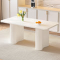 White Dining Table, Modern Rectangular Dining Room Tables for Kitchen, Bar, Living Room, Easy Assembly, Kitchen Table Only