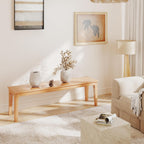 Dining Bench 63" Wood Solid Oak Wooden Bed End/Entryway Bench for Bedroom Living Room Kitchen(Nature)