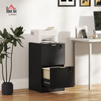 HOMCOM 2 Drawer File Cabinet Fluted Vertical with Lock Printer Stand Black | Adjustable Hanging Rails, for A4 Letter Size Files, with Storage