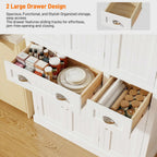 71" Tall Kitchen Cabinet Pantry Storage,Modern Kitchen Hutch Cabinet with Doors and Adjustable Shelves,Large Freestanding Food Pantry with 2 Drawer for Dining Room, Living Room, Hallway,White