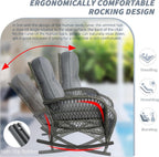Wicker Rocking Chair, Rattan Patio Rocking Chairs, All-Weather Rocking Lawn Wicker Furniture for Porch Deck Garden Backyard(Grey)，1PC