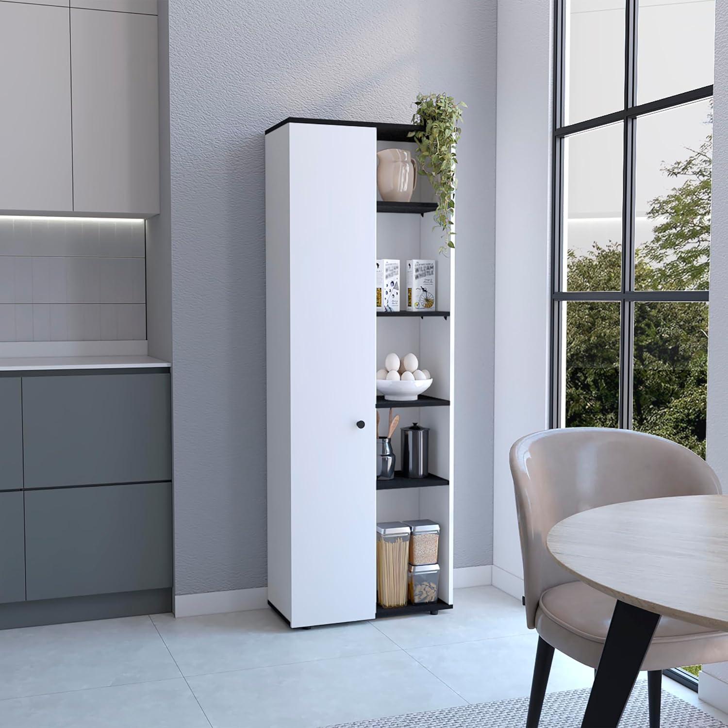 Kitchen Pantry Storage Cabinet with and Five Interior and Exterior Shelves,Storage Cabinet