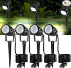 High Brightness 1000LM Outdoor Spot Lights for Yard, 6500K Daylight Spot Lights Outdoor with 4.9FT Electric Cord, 10W LED IP66 Waterproof Landscape Spotlights for Garden Tree Flag - 4 Pack