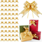 Geosar 200 Pieces 200 Pcs 3.5 Inch Mini Pull Bows for Gift Wrapping Easter Bow Ribbon Butterfly for Holiday Wedding Birthday Presents Baskets Wrapping Decoration (Gold)