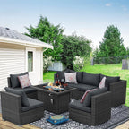BULEXYARD 2 Pieces PE Rattan Patio Furniture Ottoman Sofas with Thick Cushions Outdoor Wicker Footrest for Backyard, Deck, Garden, Balcony (Dark Grey)