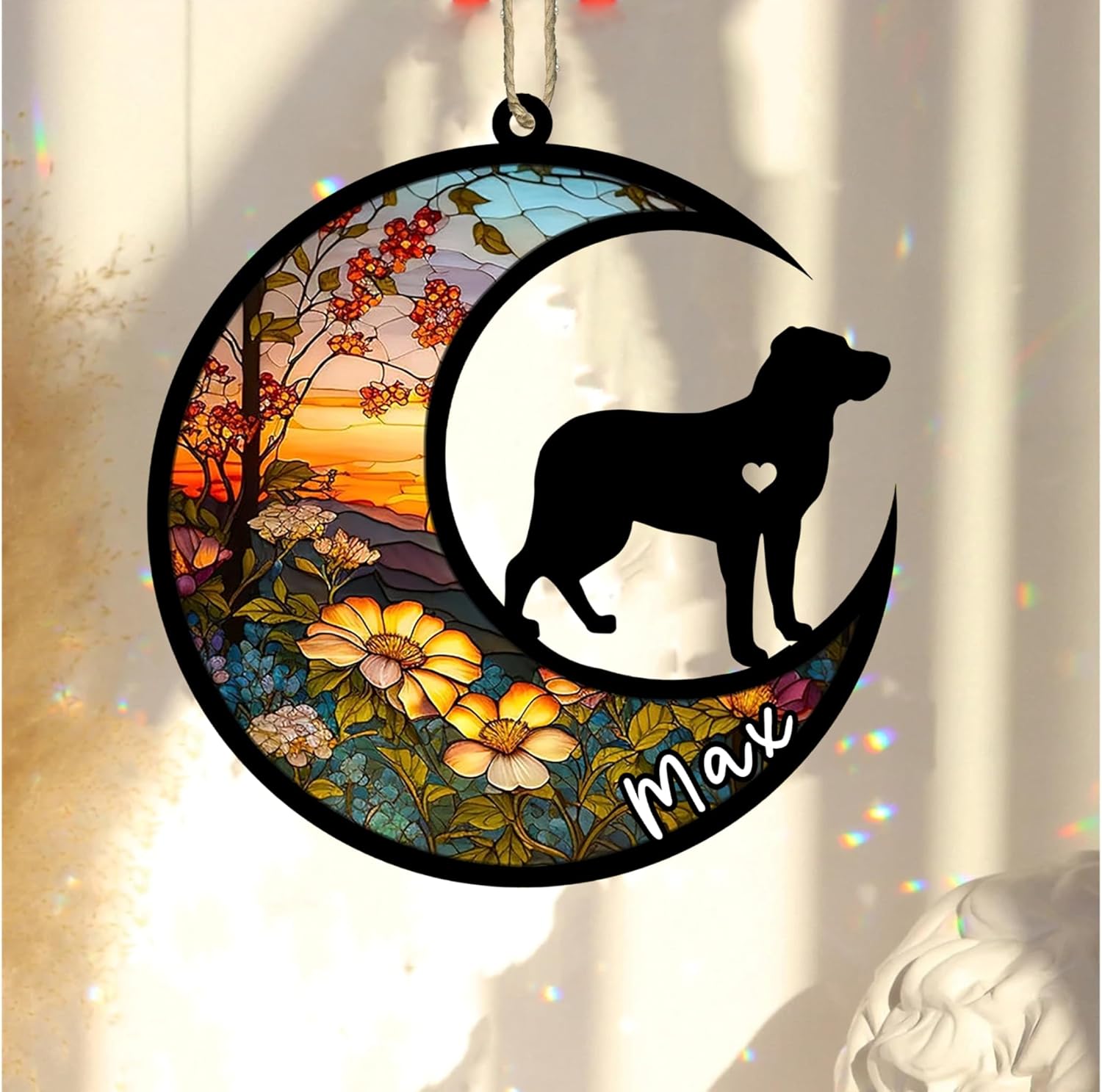 Personalized Dog Memorial, Custom Name Greater Swiss Mountain Dog Christmas Ornament with Name, Custom Breeds, Pet Loss Light Catcher, Gifts for Lovers Loss of Pet Sympathy on Mothers Day Christmas