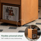 YESWOOD Solid Cherry Wood Side Table with Wheels, Narrow Side Tables with Storage Drawers, Rolling Wood Nightstand for Bedroom Living Room Study(Cherry Color, 22.76" H)