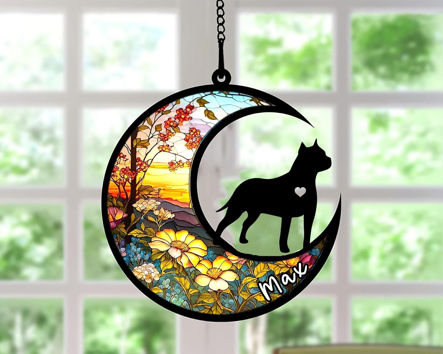 Personalized Dog Memorial, Custom Name American Staffordshire Terrier Dog Christmas Ornament, Custom Breeds, Pet Loss Light Catcher, Gifts for Lovers Loss of Pet Sympathy on Mothers Day Christmas
