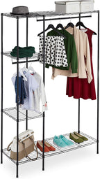 Relaxdays Open Clothes Rack, Black, 180 x 120 x 45 cm